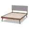Baxton Studio Devan Light Grey Upholstered Walnut Wood King Size Platform Bed 163-10474 - alternate 3